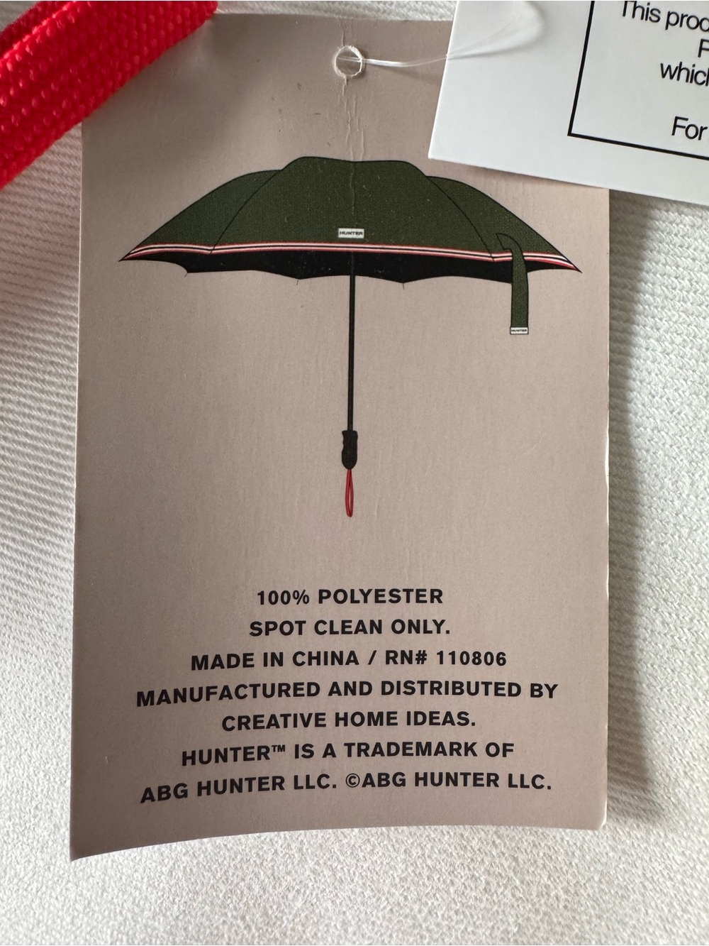 Hunter Signature Stripe Compact Umbrella Cypress w/Red stripe - Picture 8 of 10